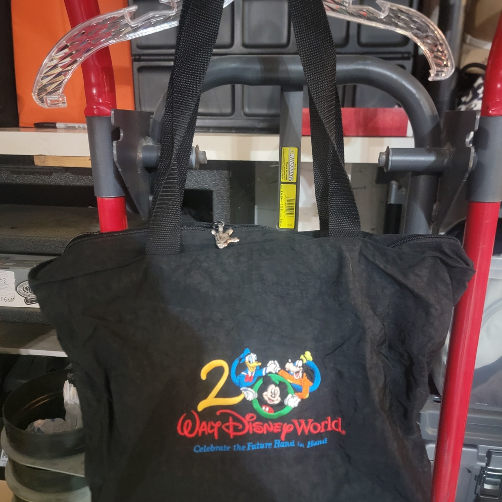 Vtg 2000 Disney Black Tote Bag with Mickey Mouse